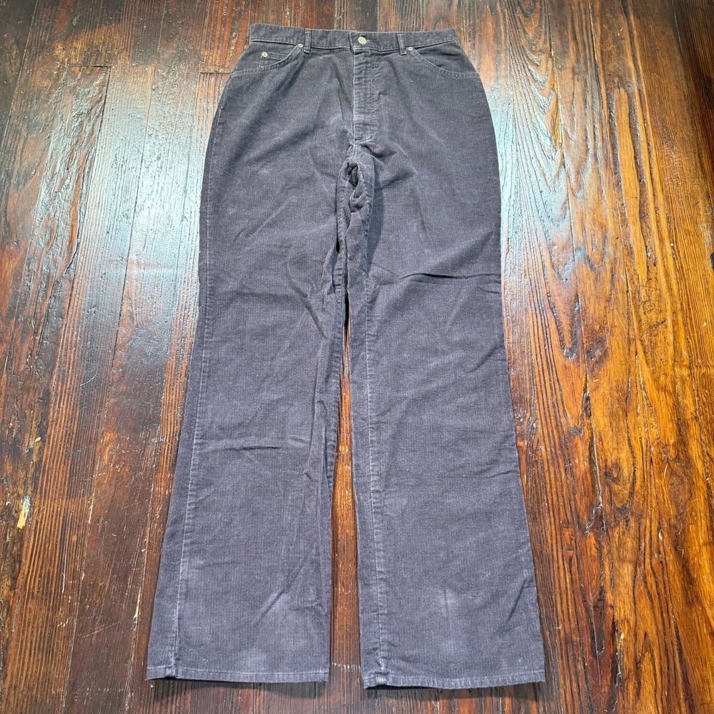 Vintage 80s Lee Corduroy Pants Womens 16 Gray High Rise Straight Leg Made in USA